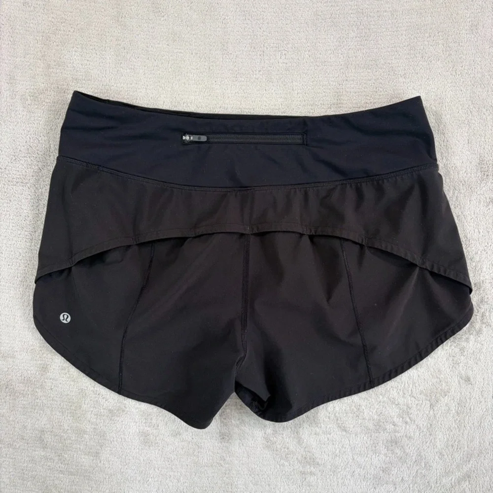 Lululemon Speed Up Short Long Lined Black Running Athletic Workout Women 8 Tall‎